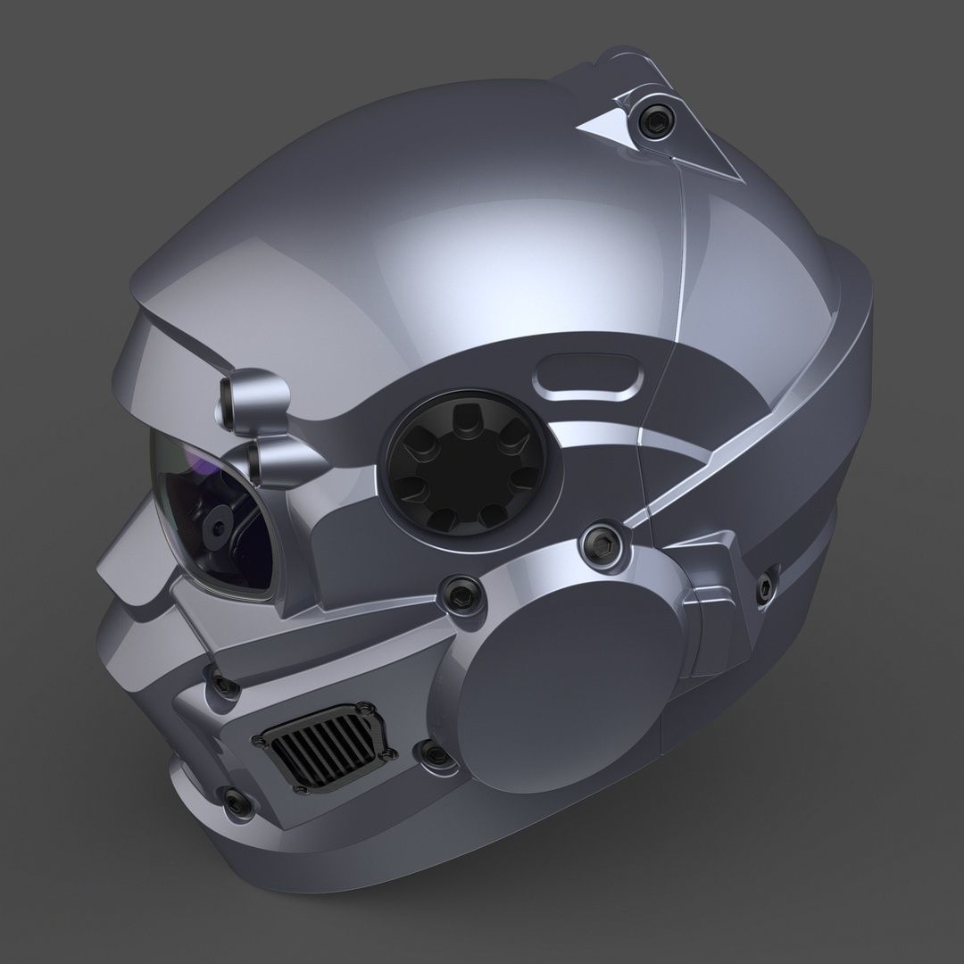 CAD-friendly models kit Helmet H1V1 and male head M1P1D0V1head 3D model_35