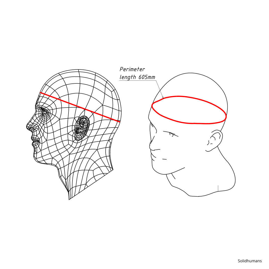 CAD-friendly models kit Helmet H1V1 and male head M1P1D0V1head 3D model_20