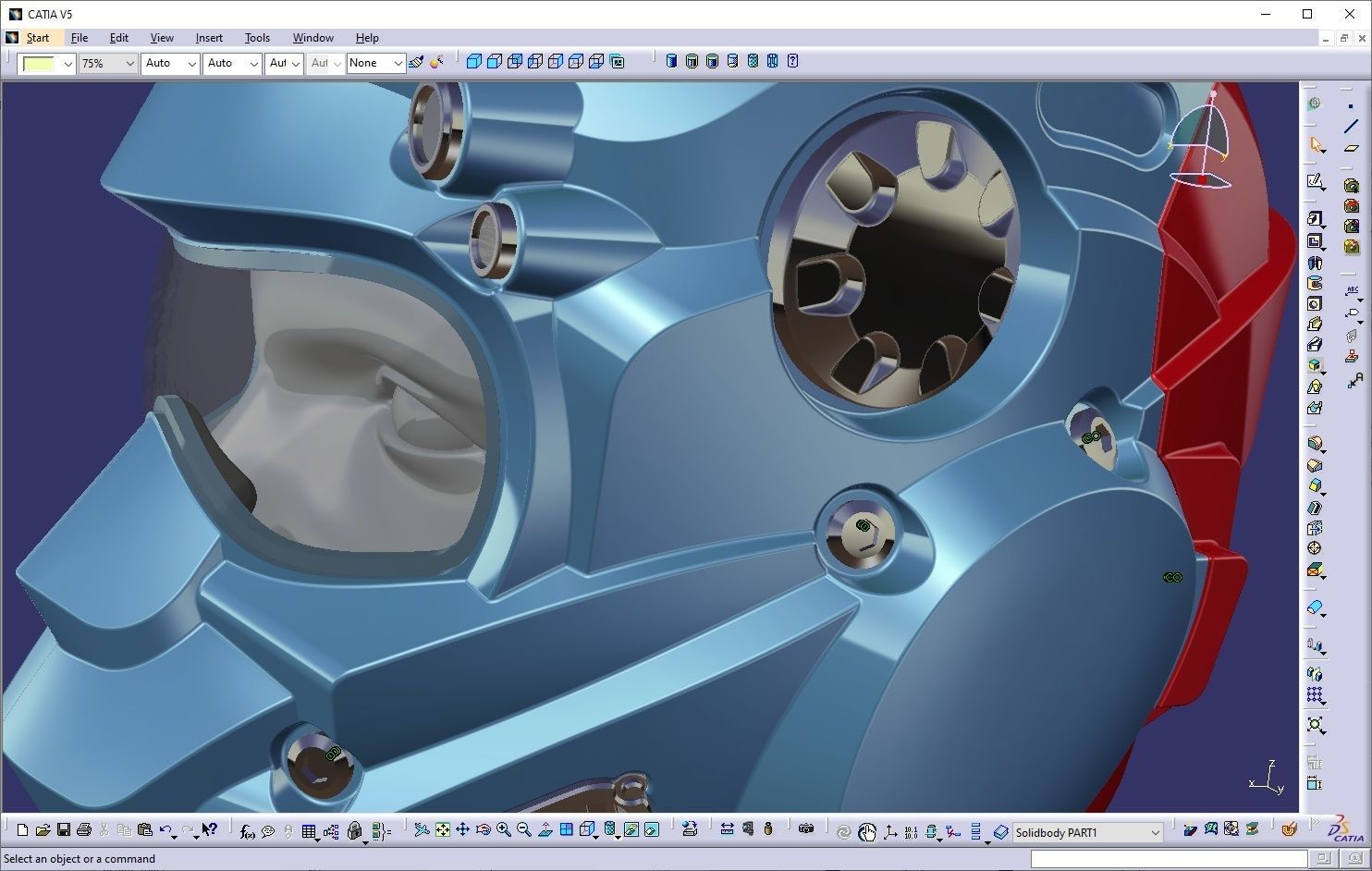 CAD-friendly models kit Helmet H1V1 and male head M1P1D0V1head 3D model_27