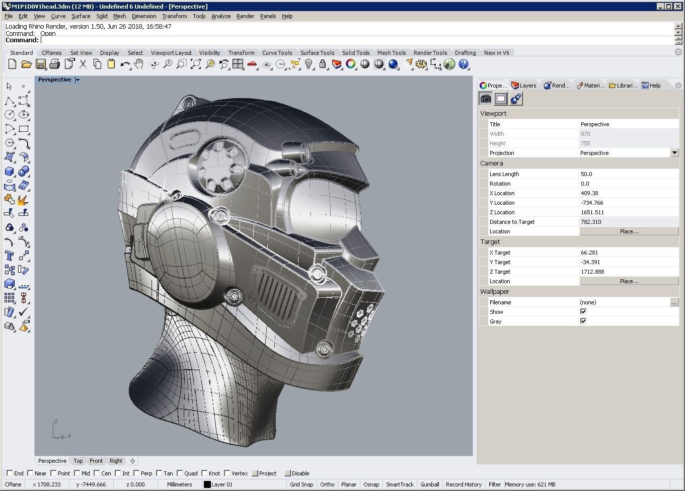 CAD-friendly models kit Helmet H1V1 and male head M1P1D0V1head 3D model_31