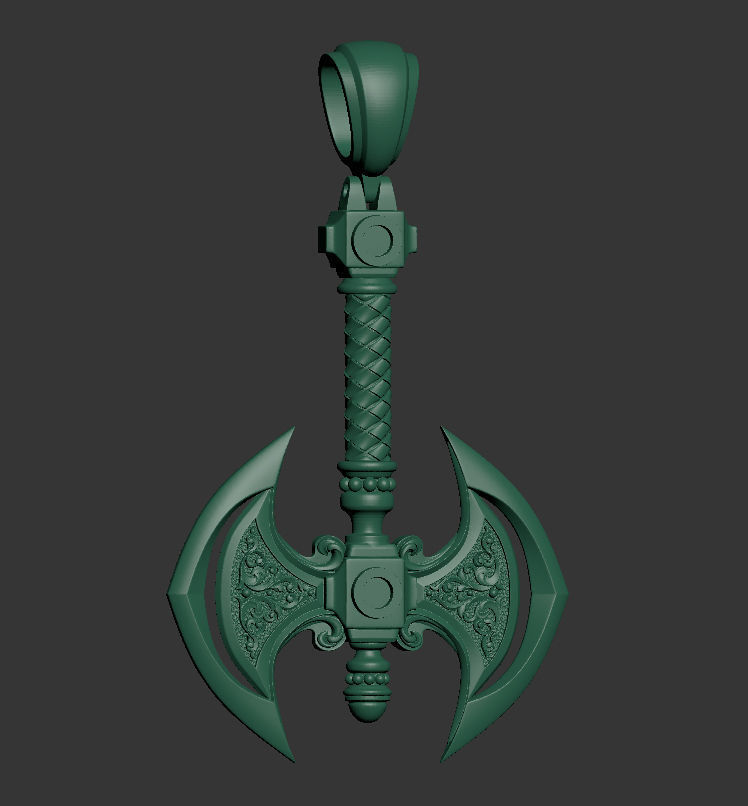 Axe 3d pendant 3D print model_9