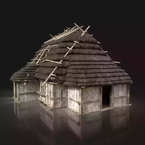 Next Gen AAA THATCHED FANTASY MEDIEVAL WOODEN CABIN HOUSE HUT Low-poly 3D model