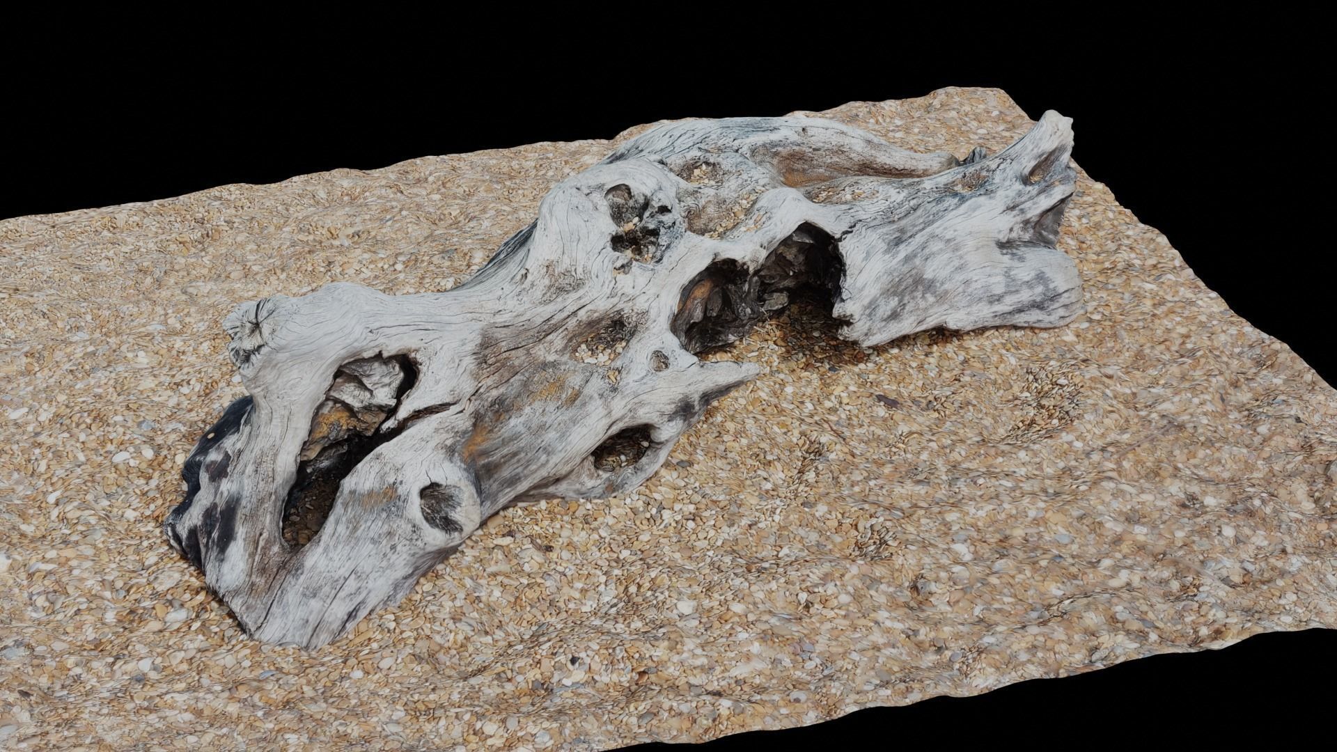 Ultra realistic wooden log on pebbles 8k HD Low-poly 3D model_3