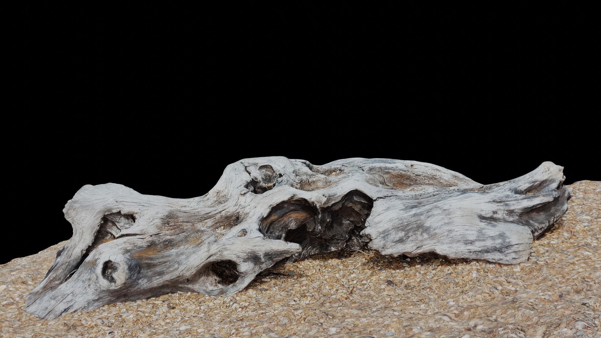 Ultra realistic wooden log on pebbles 8k HD Low-poly 3D model_6