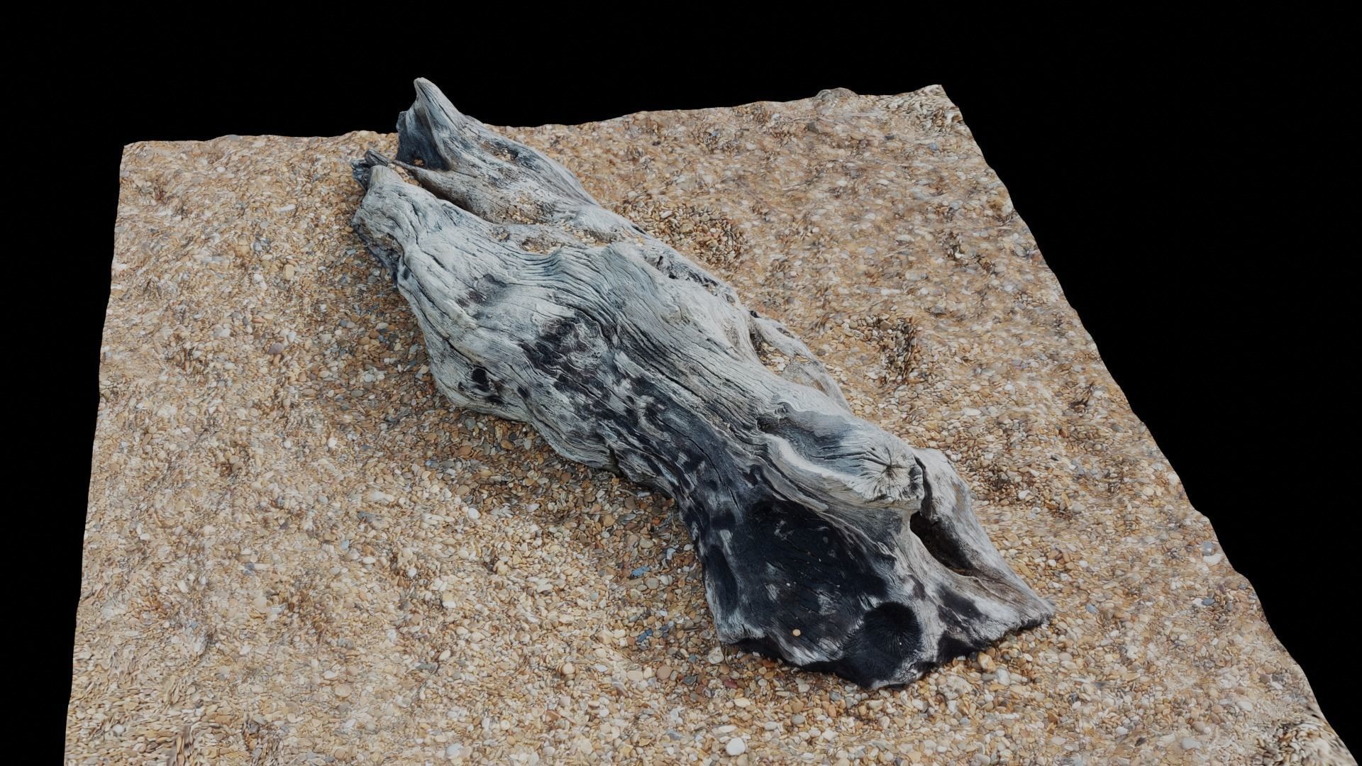 Ultra realistic wooden log on pebbles 8k HD Low-poly 3D model_2