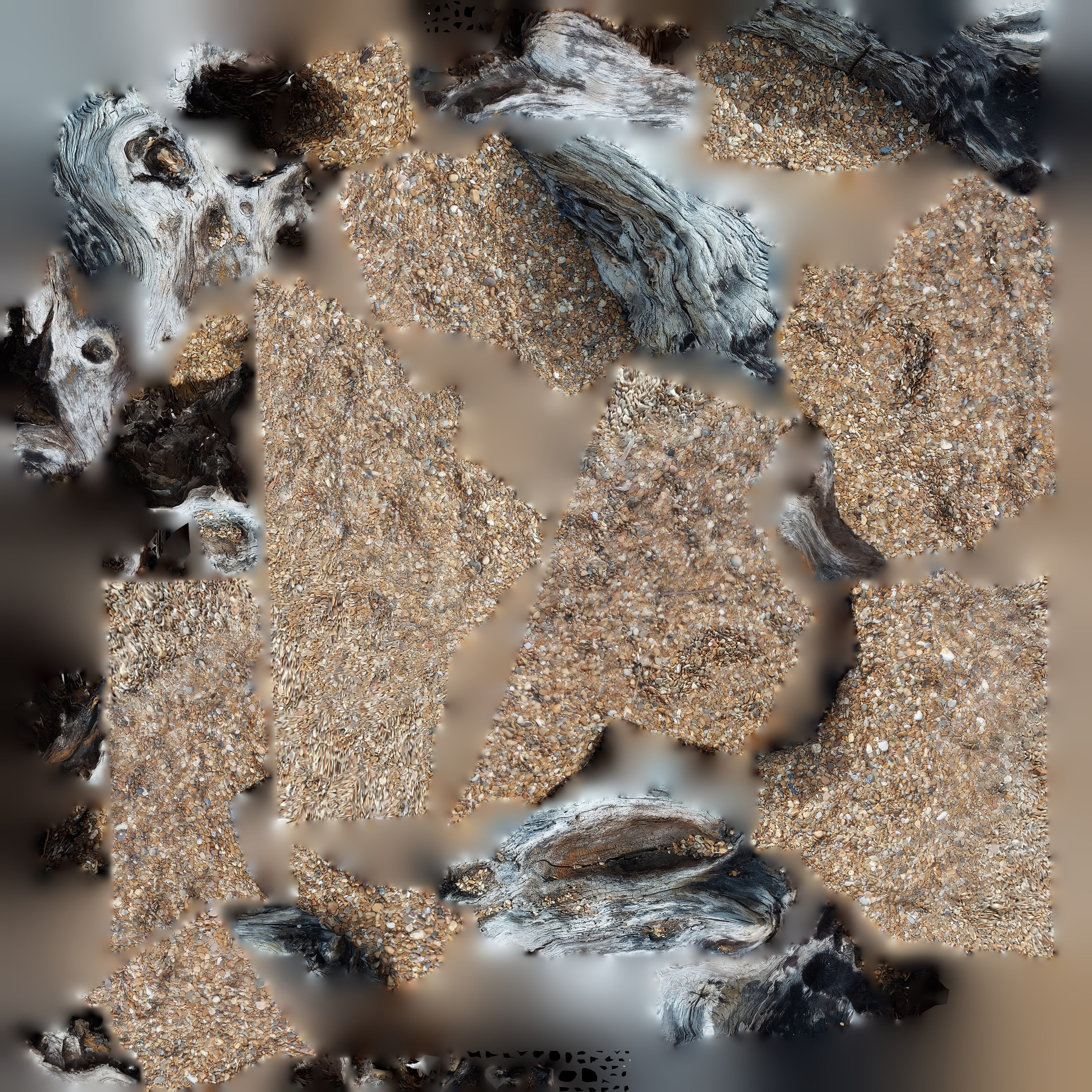 Ultra realistic wooden log on pebbles 8k HD Low-poly 3D model_8