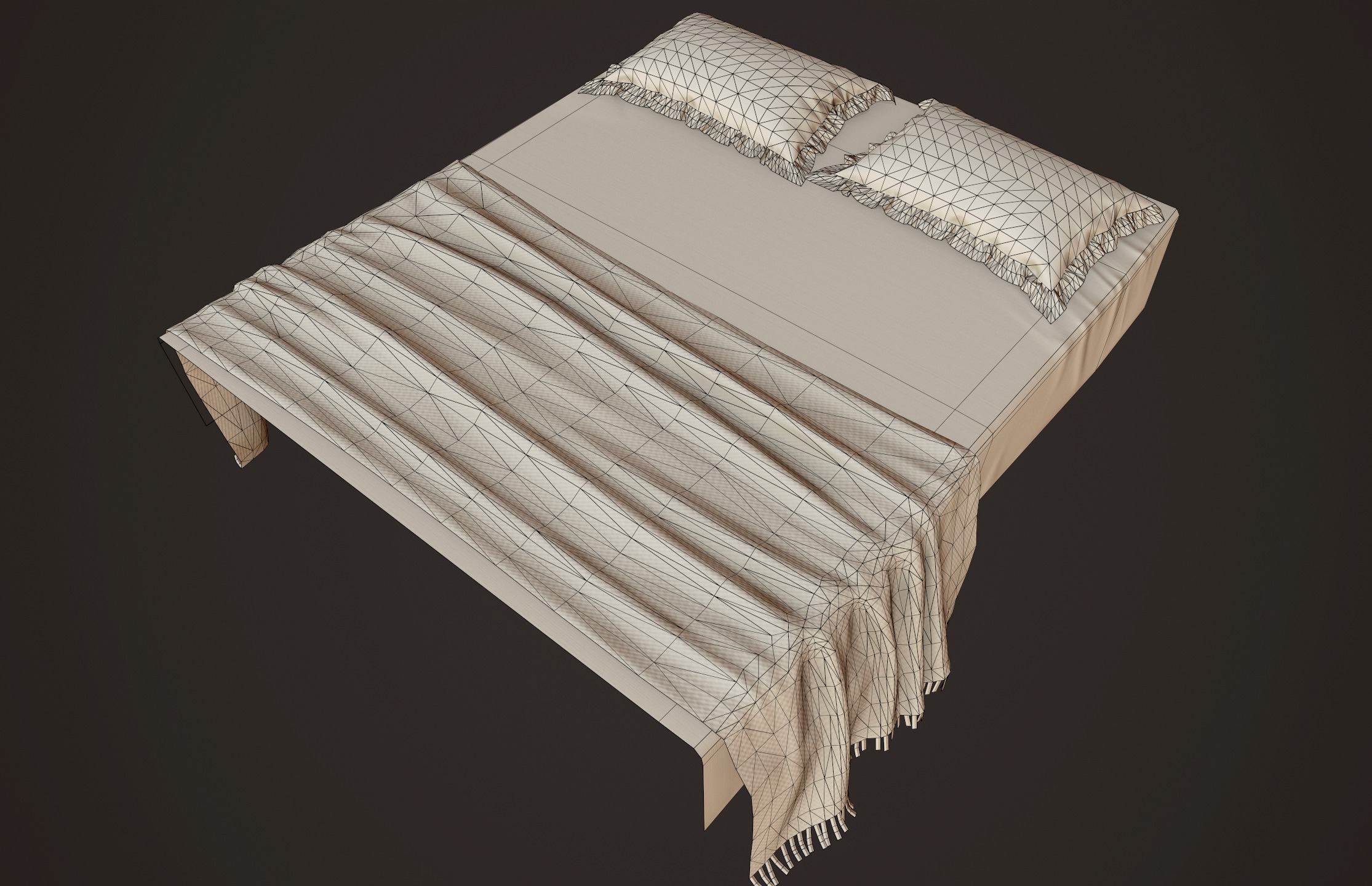 Vintage Bed with Pouf - PBR Game Ready  Low-poly 3D model_14