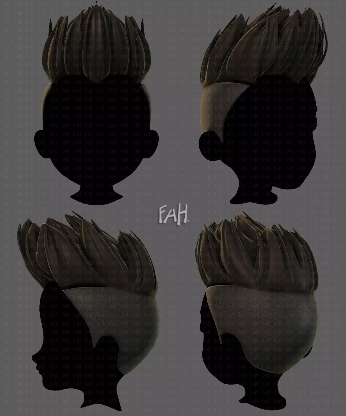 3D Hair style for boy V70 Low-poly 3D model_0