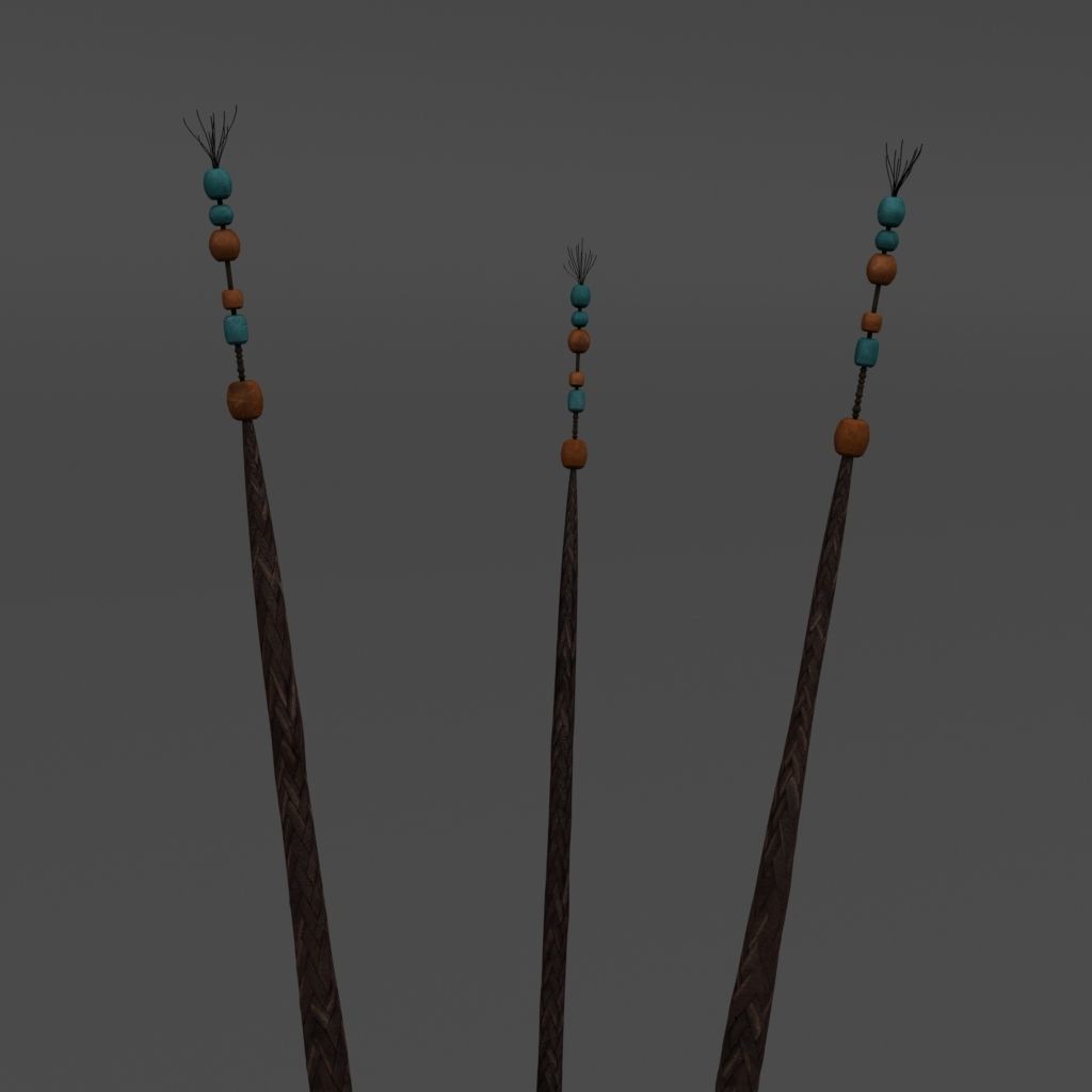 The Whip pair of wooden sticks 3D model_3