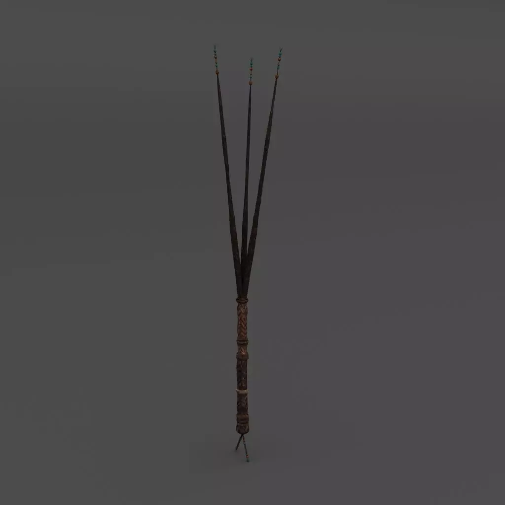 The Whip pair of wooden sticks 3D model_0
