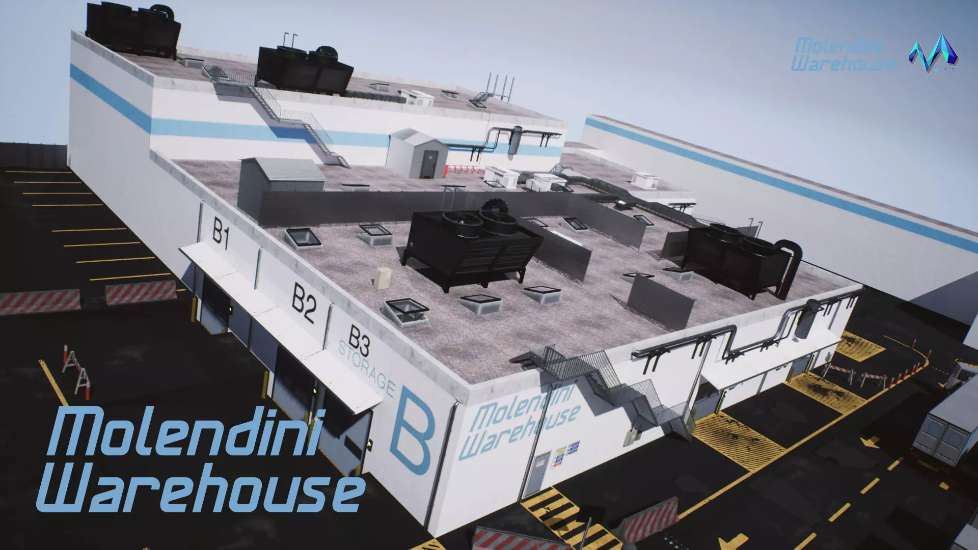 Modular Warehouse II Environment Low-poly 3D model_0
