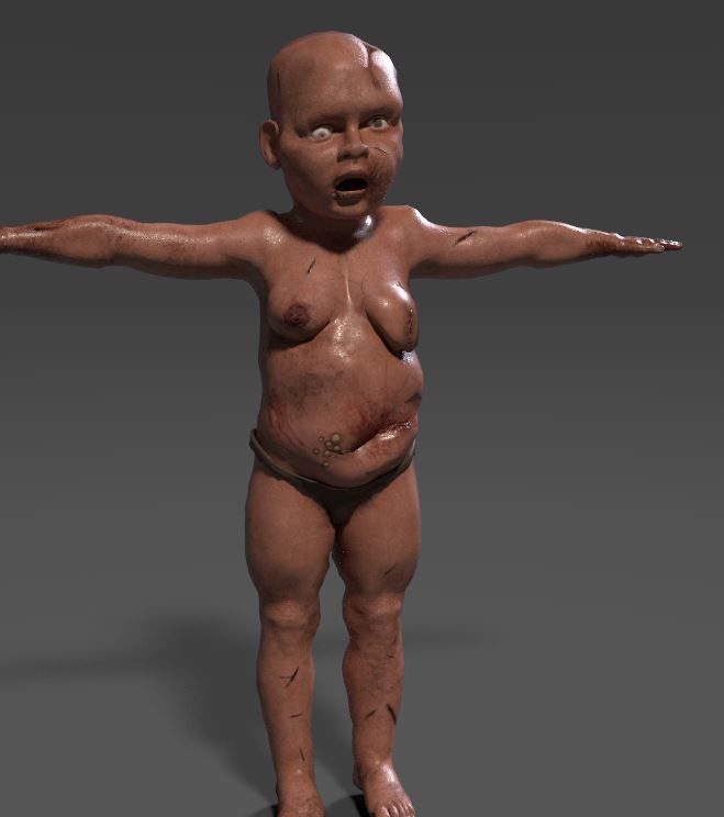 Creepy Baby Low-poly 3D model_1