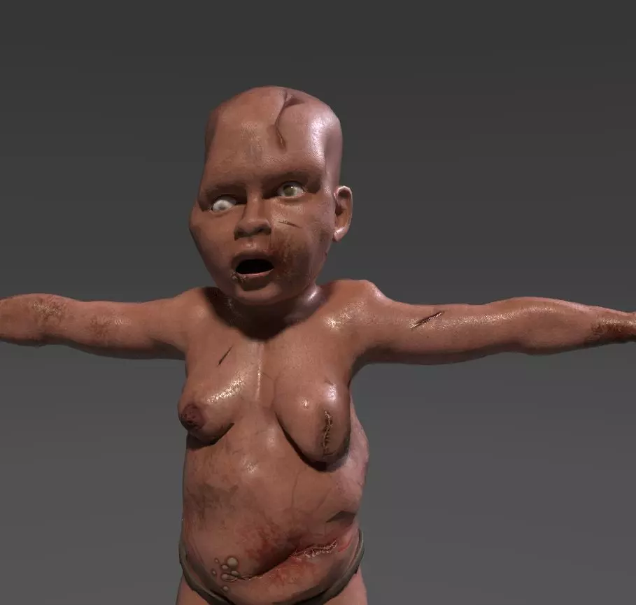 Creepy Baby Low-poly 3D model_0