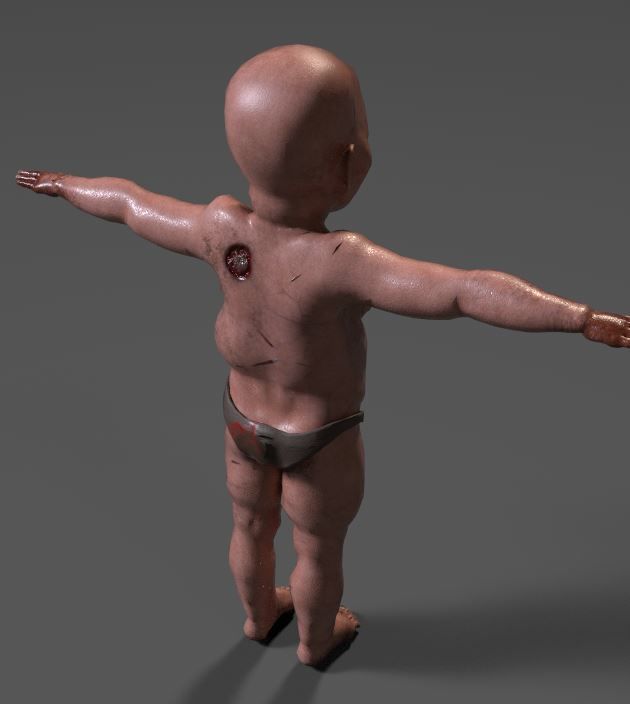 Creepy Baby Low-poly 3D model_3