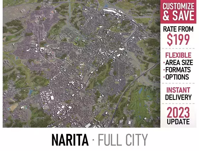 Narita - 3D City Model Low-poly 3D model
