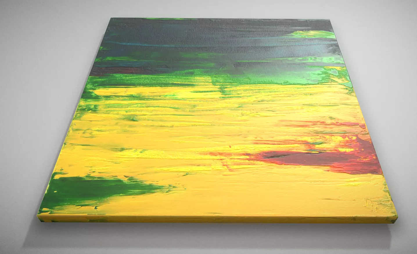 Yellow Meadow - Oil Painting Low-poly 3D model_0