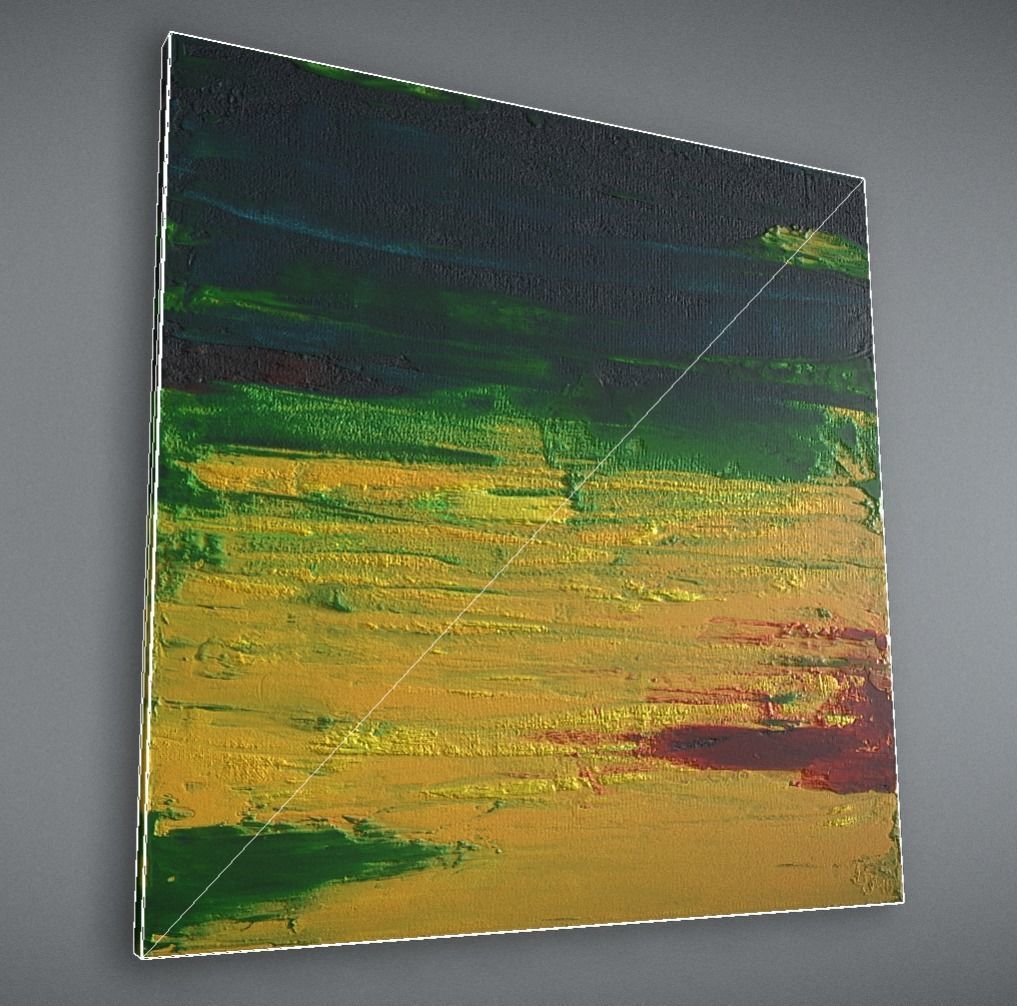 Yellow Meadow - Oil Painting Low-poly 3D model_7