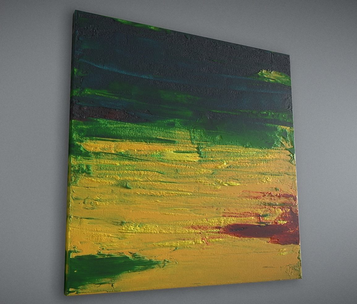 Yellow Meadow - Oil Painting Low-poly 3D model_8