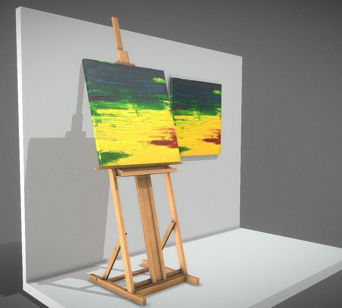 Yellow Meadow - Oil Painting Low-poly 3D model_2