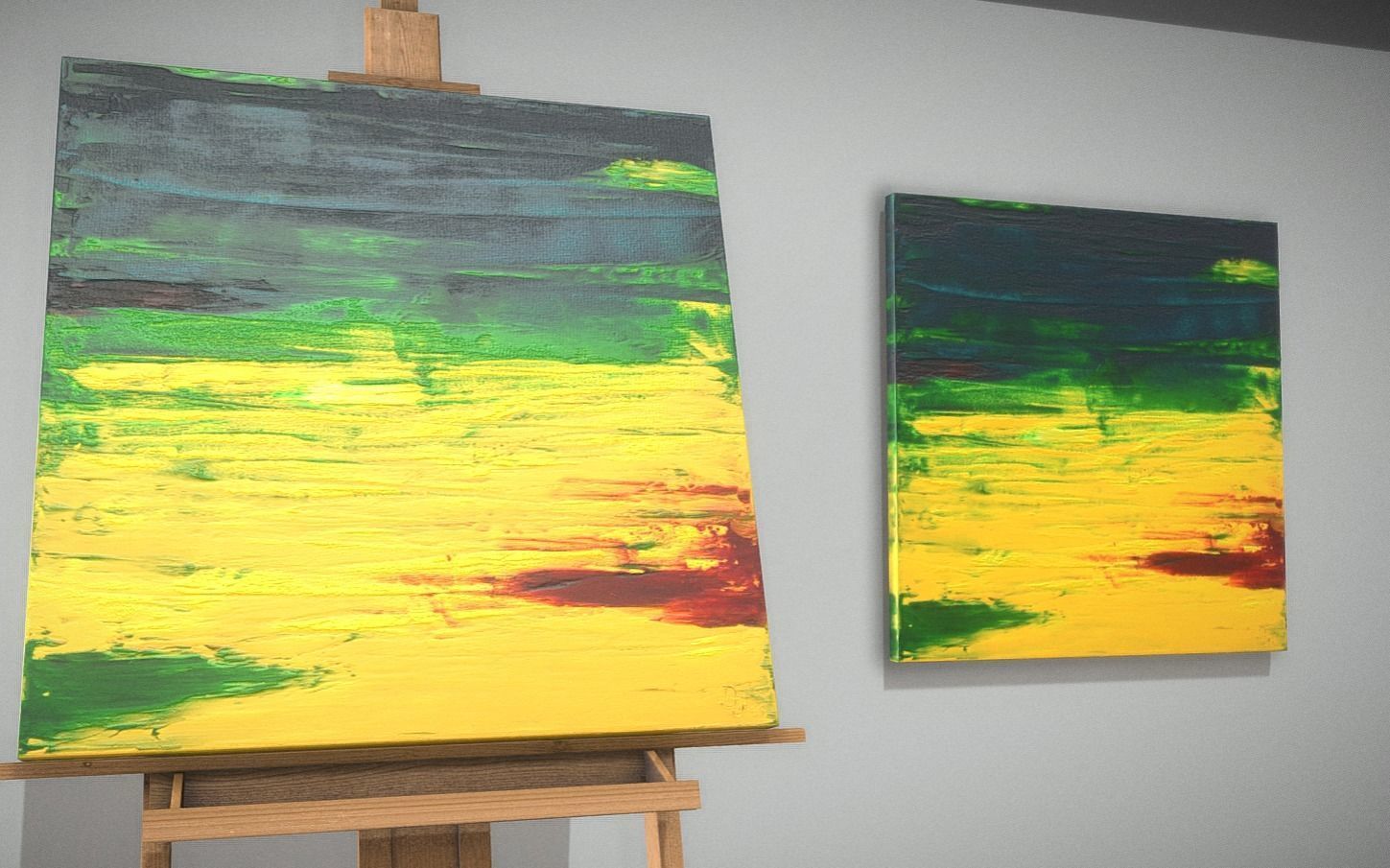 Yellow Meadow - Oil Painting Low-poly 3D model_1