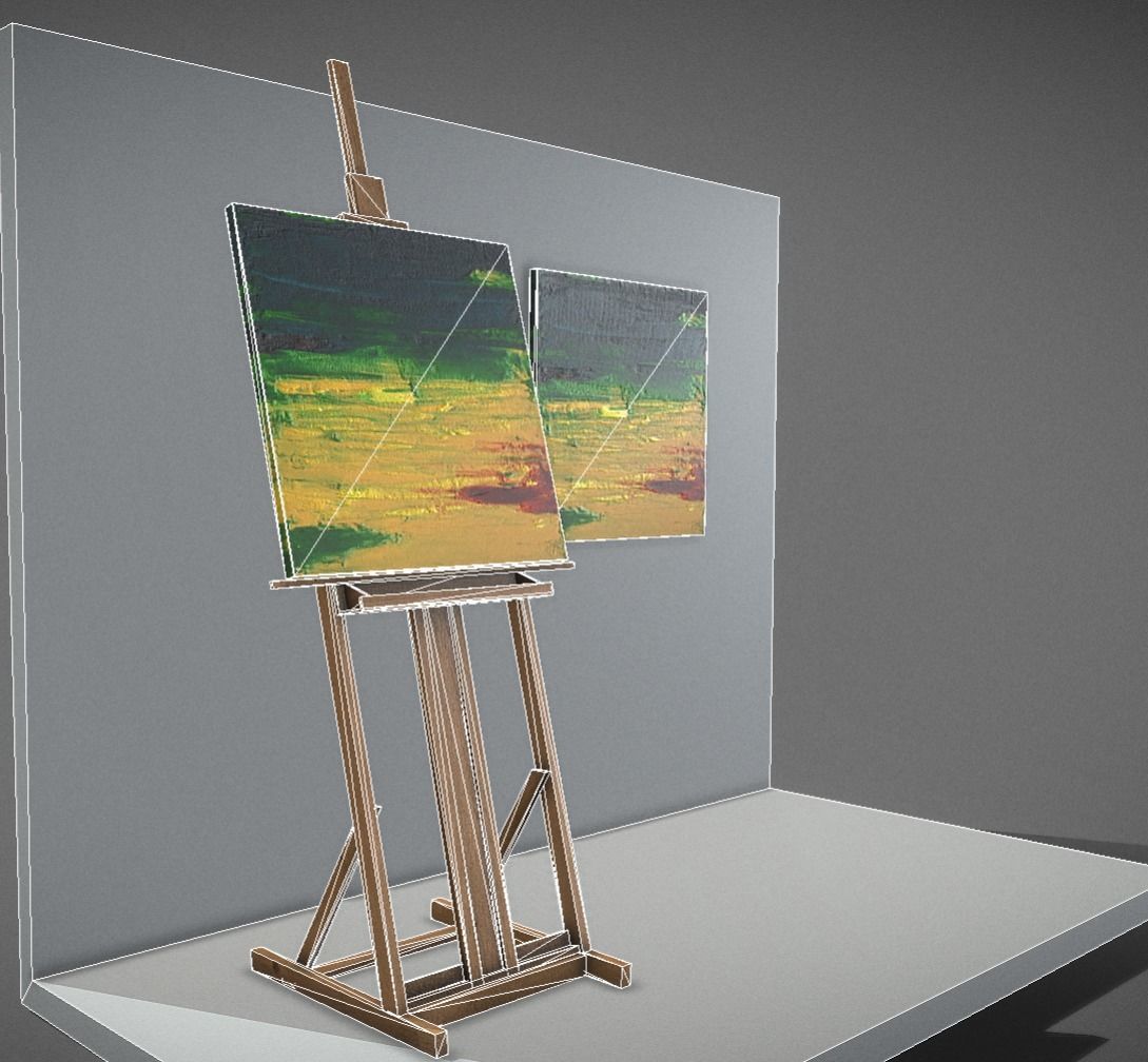 Yellow Meadow - Oil Painting Low-poly 3D model_3