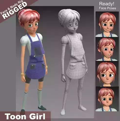 toon girl Low-poly 3D model