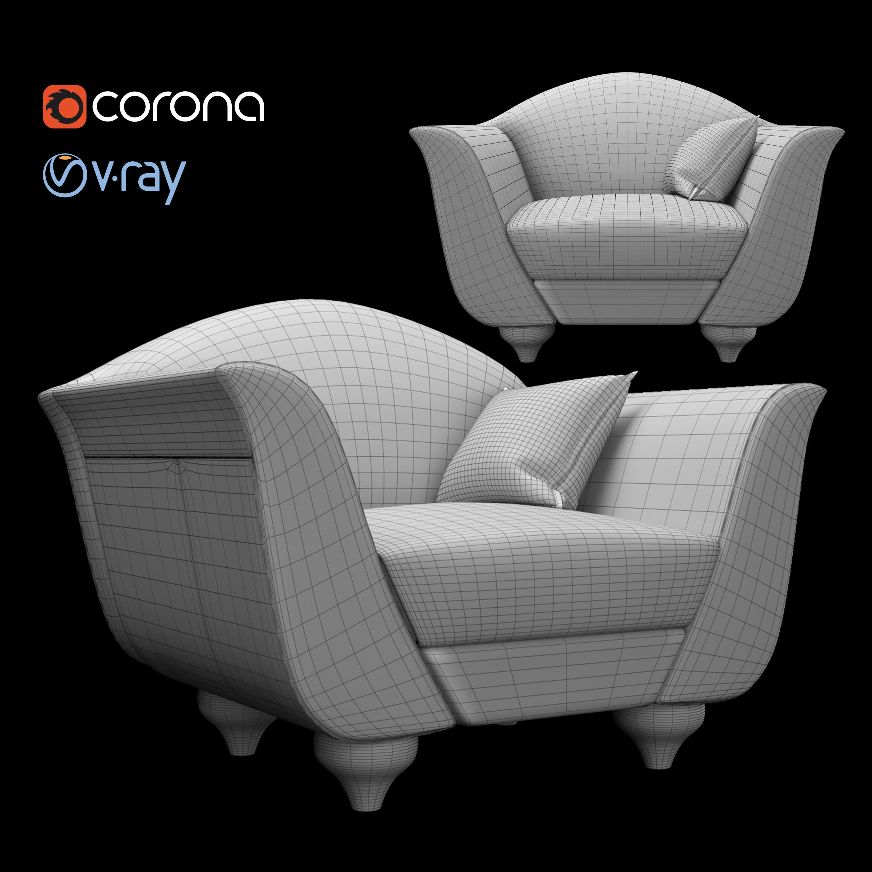 Italian armchair Free 3D model_1