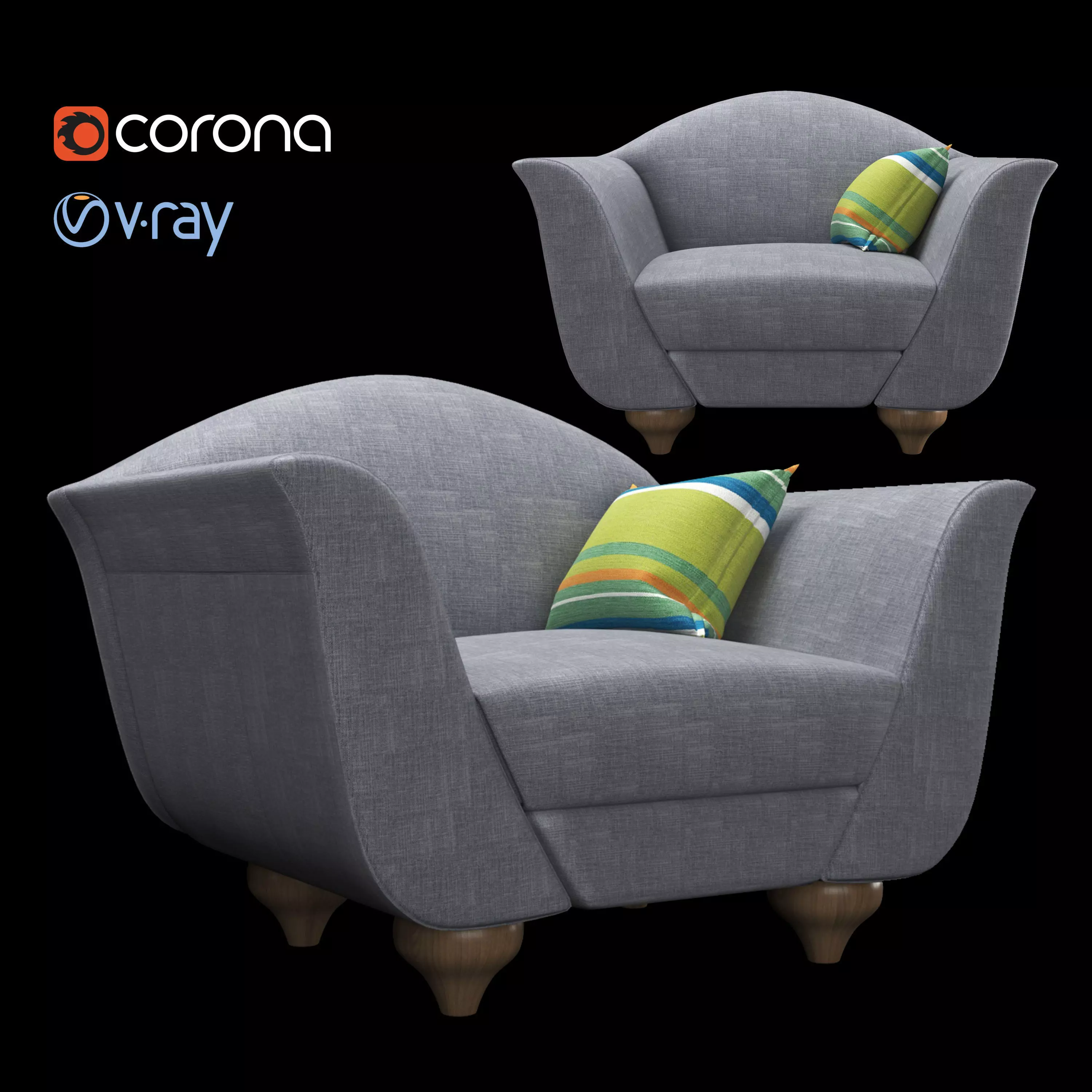 Italian armchair Free 3D model_0