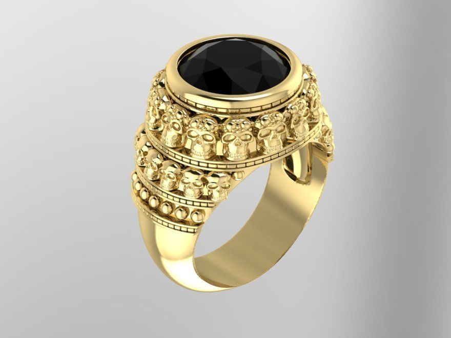 signet ring with sculls 3D print model_4