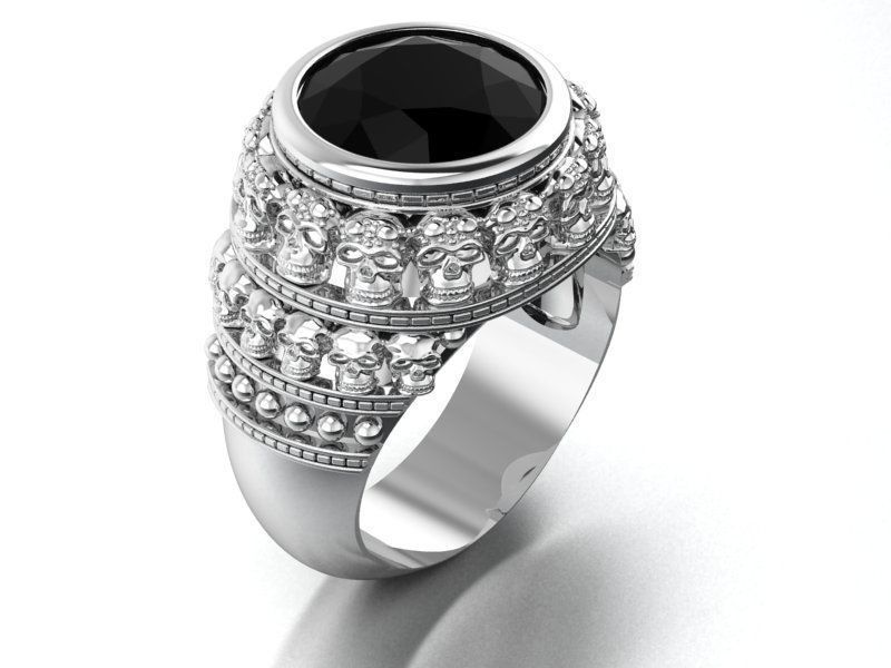 signet ring with sculls 3D print model_1