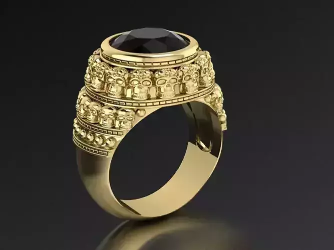 signet ring with sculls 3D print model