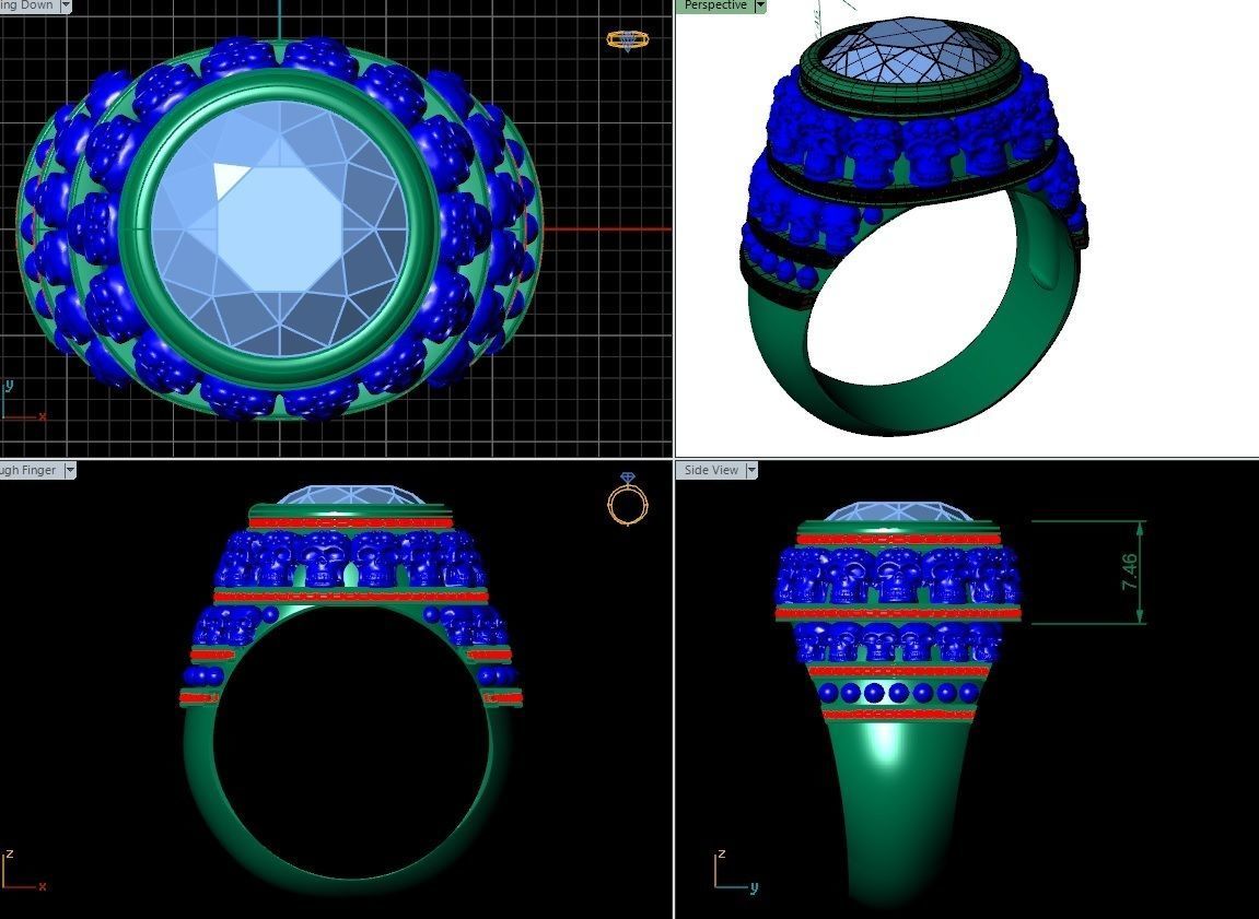 signet ring with sculls 3D print model_5