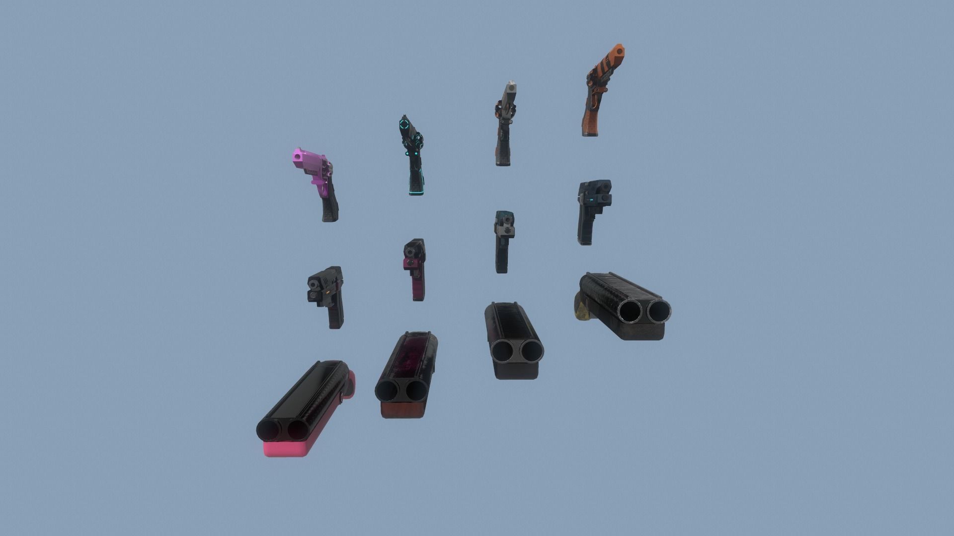 Gun Pack - pistol revolver shotgun Low-poly 3D model_6