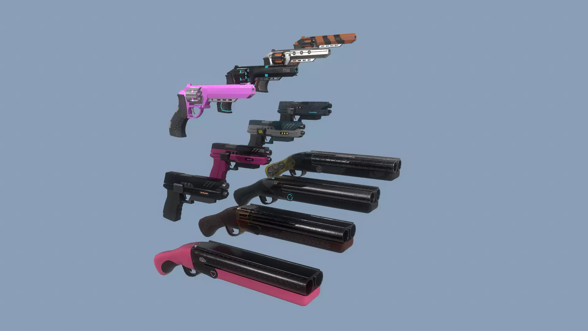 Gun Pack - pistol revolver shotgun Low-poly 3D model_0