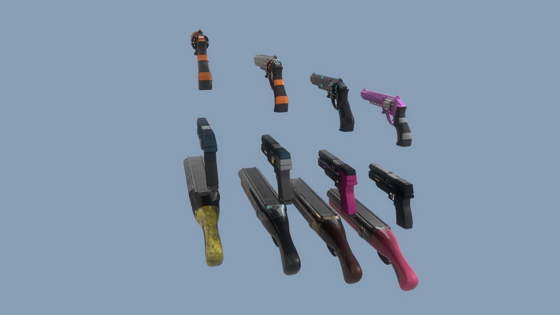 Gun Pack - pistol revolver shotgun Low-poly 3D model_9