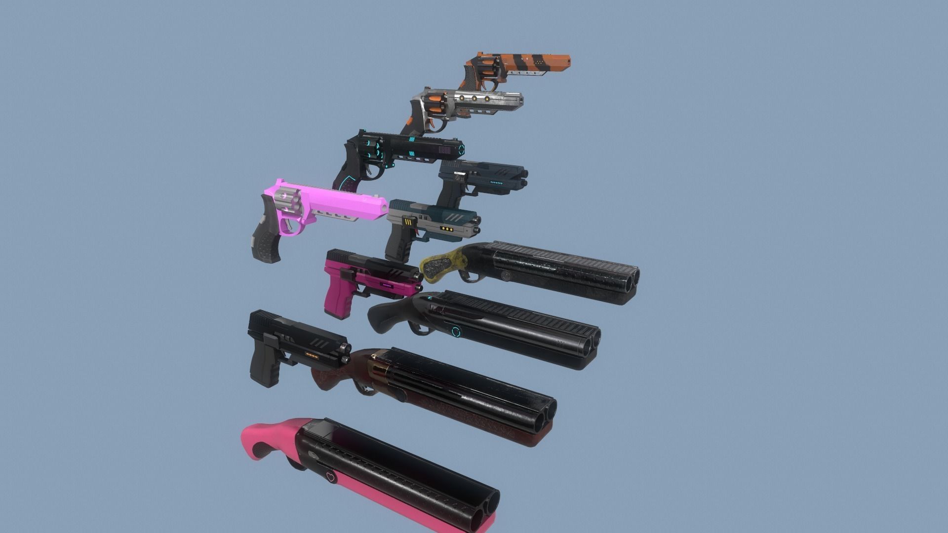 Gun Pack - pistol revolver shotgun Low-poly 3D model_2