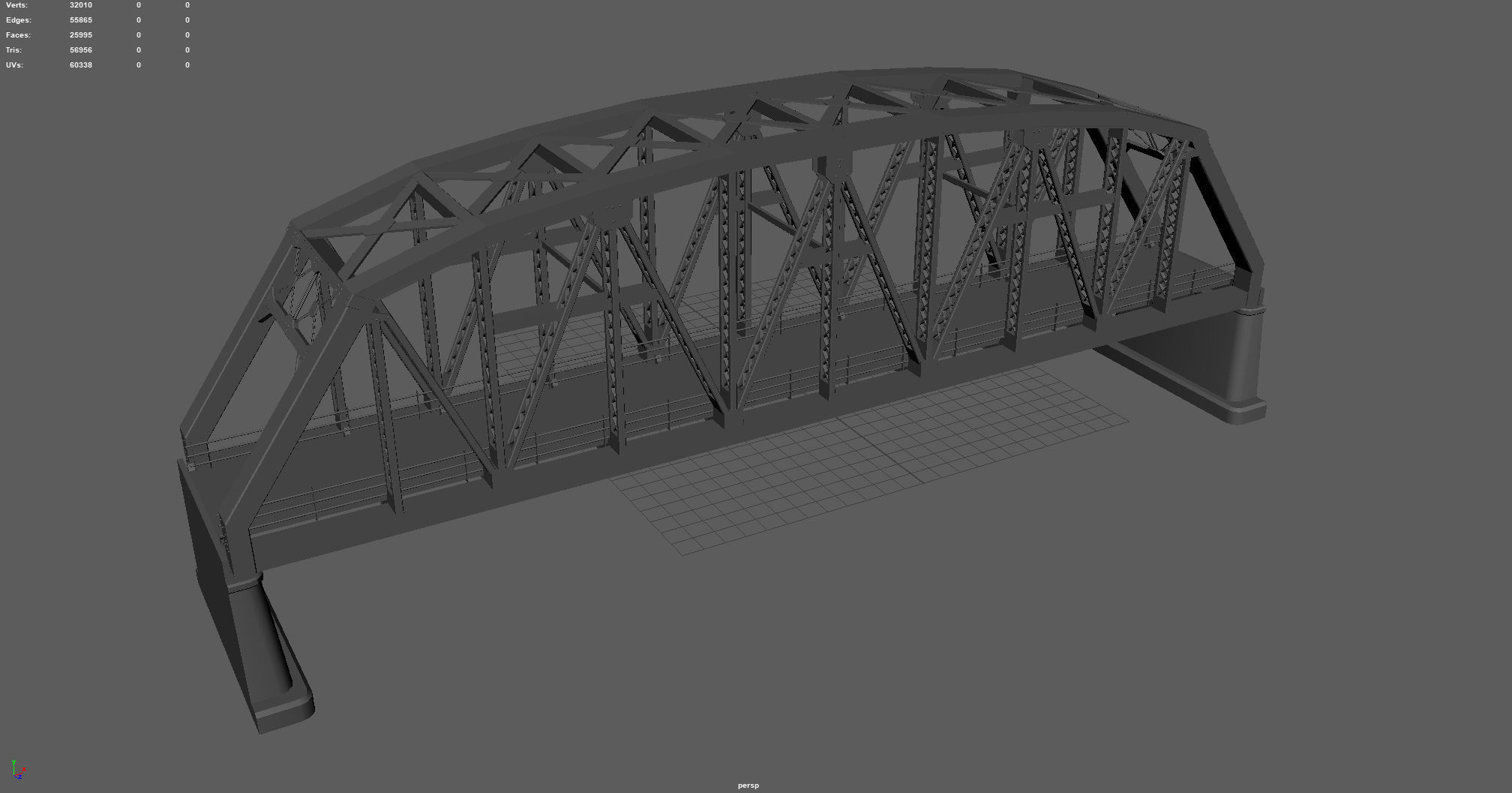 Road Bridge Low-poly 3D model_3
