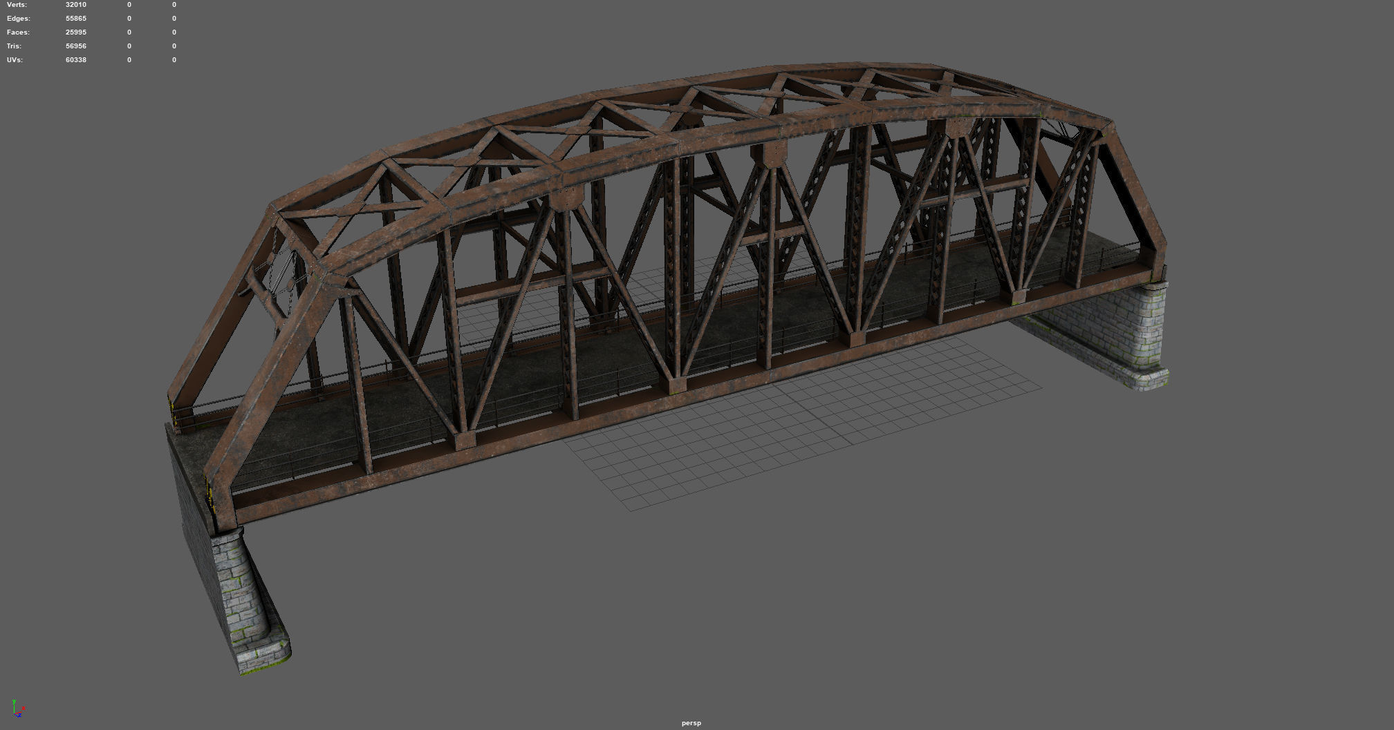 Road Bridge Low-poly 3D model_2