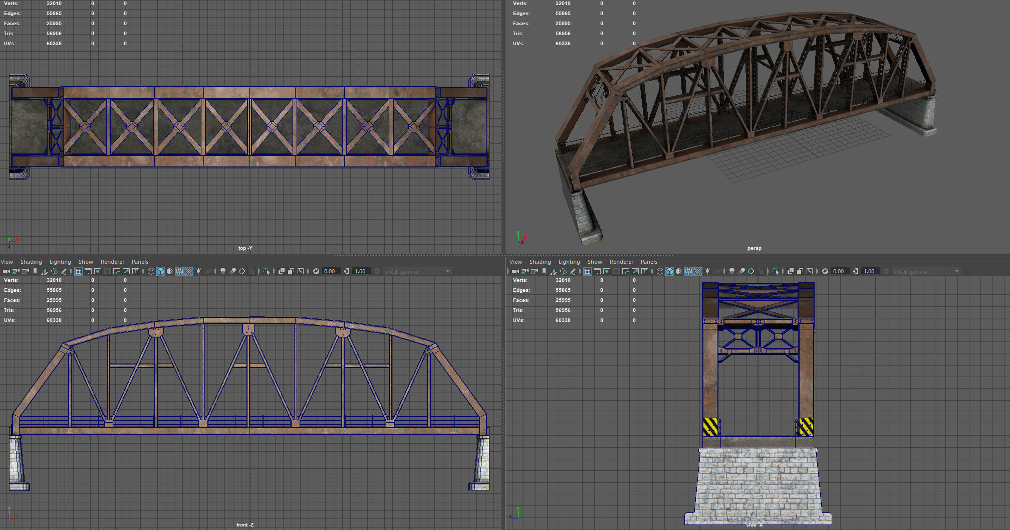 Road Bridge Low-poly 3D model_8