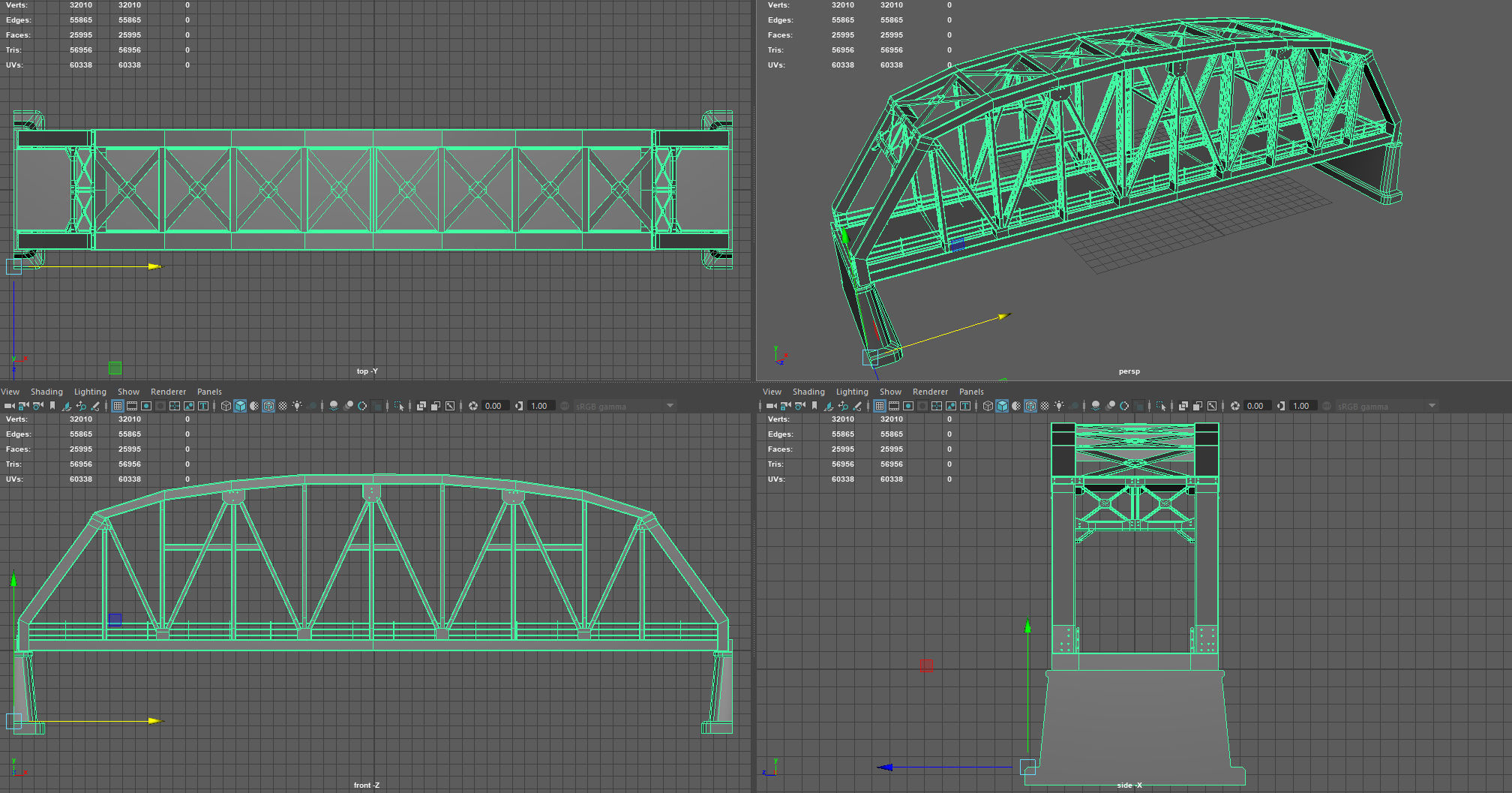 Road Bridge Low-poly 3D model_7
