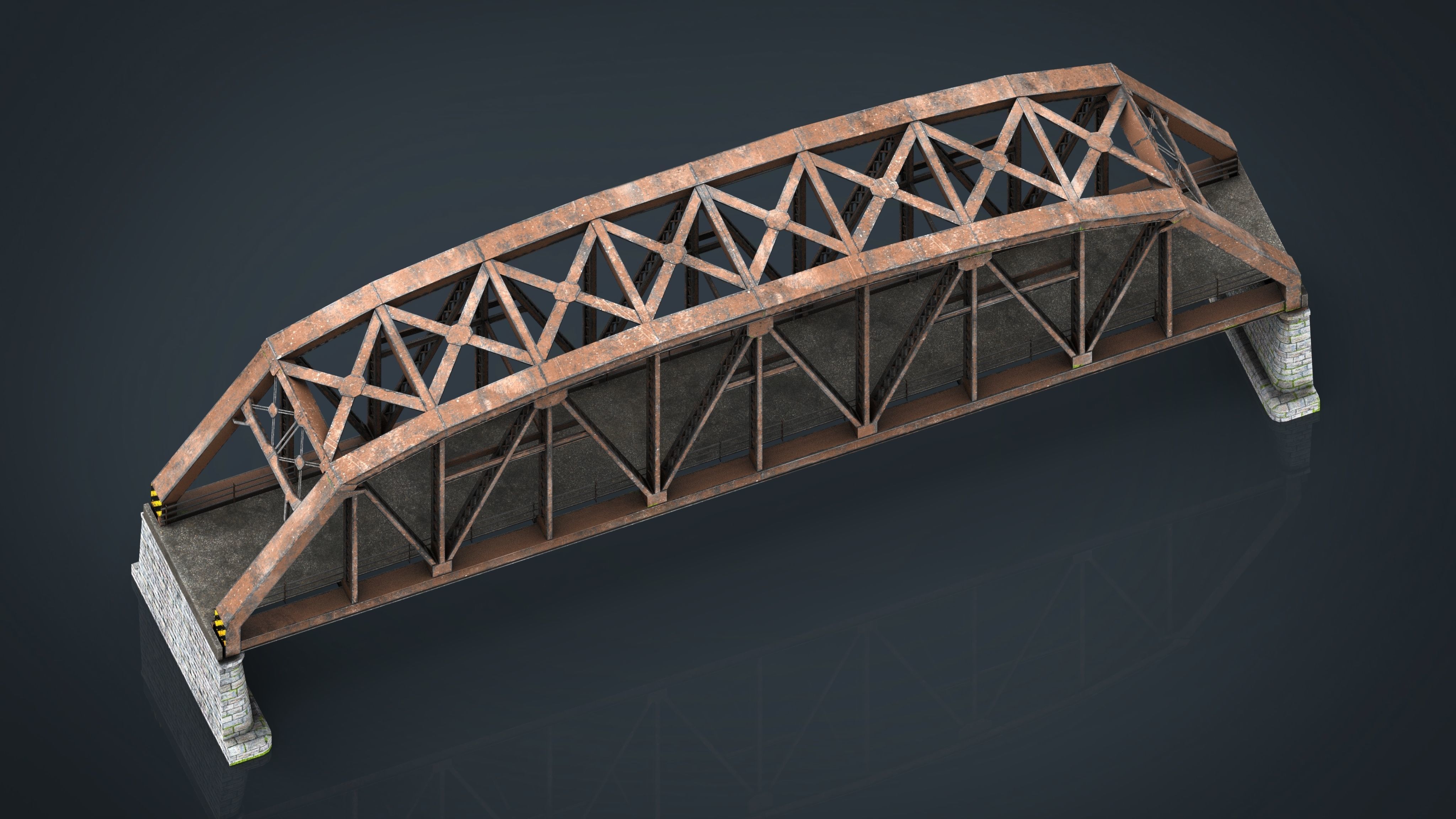 Road Bridge Low-poly 3D model_11