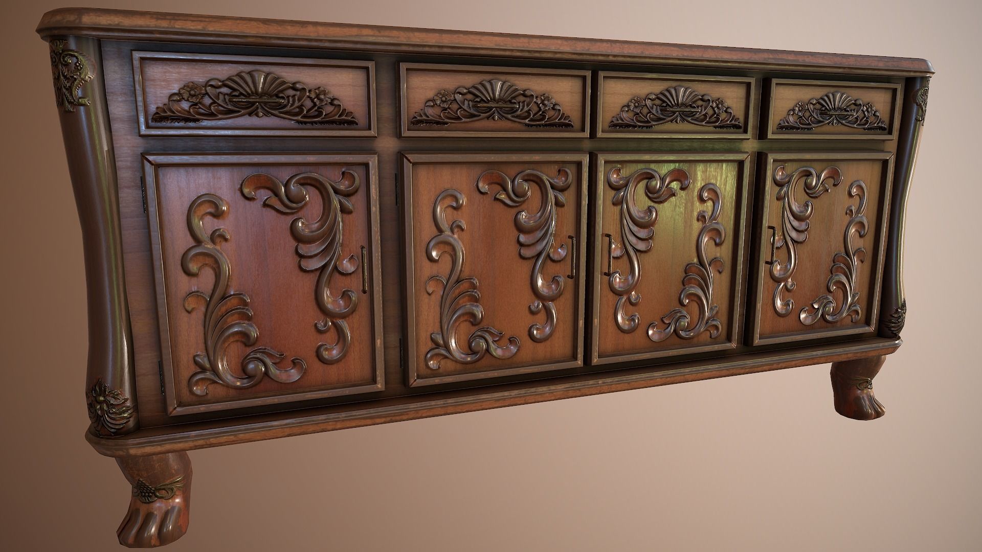 Luxurious Classical Cabinet Low-poly 3D model_2