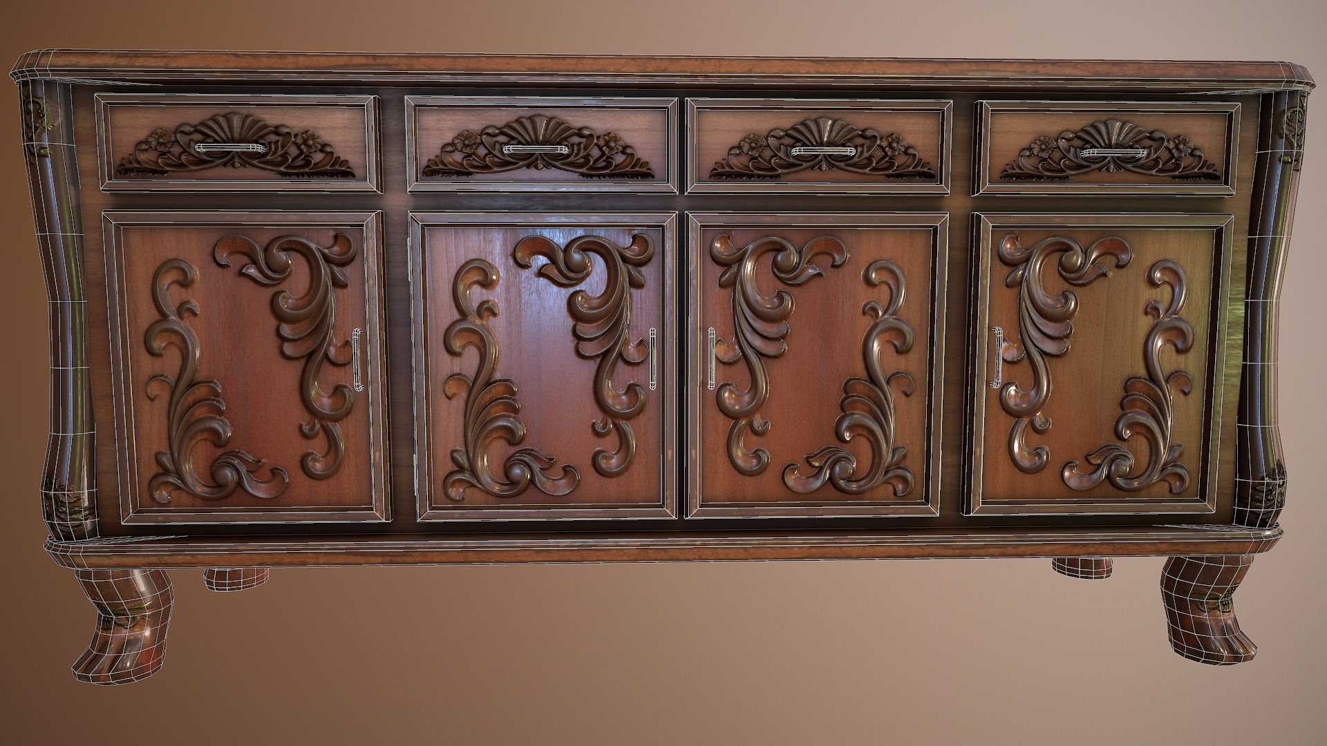 Luxurious Classical Cabinet Low-poly 3D model_5