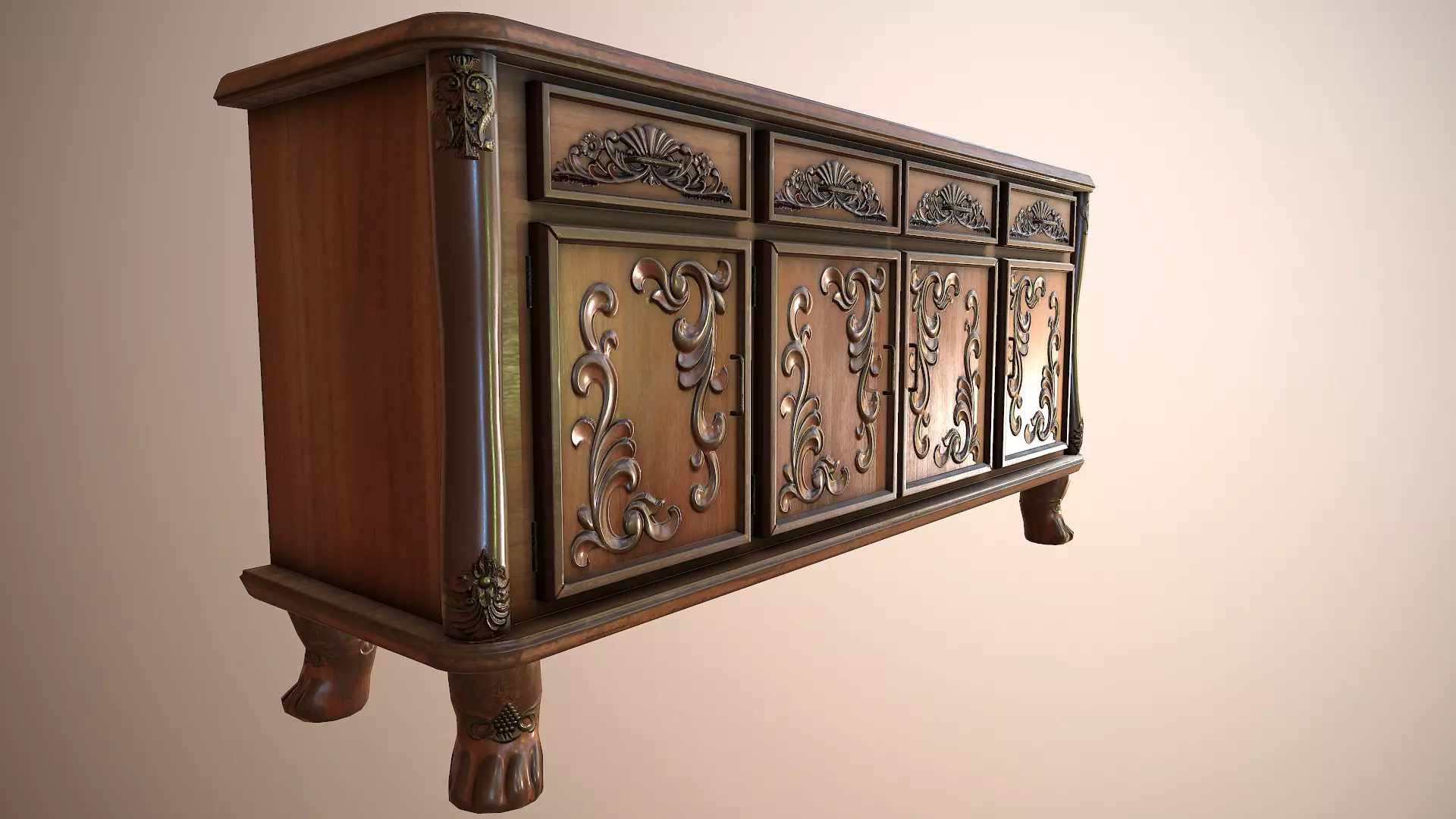 Luxurious Classical Cabinet Low-poly 3D model_0