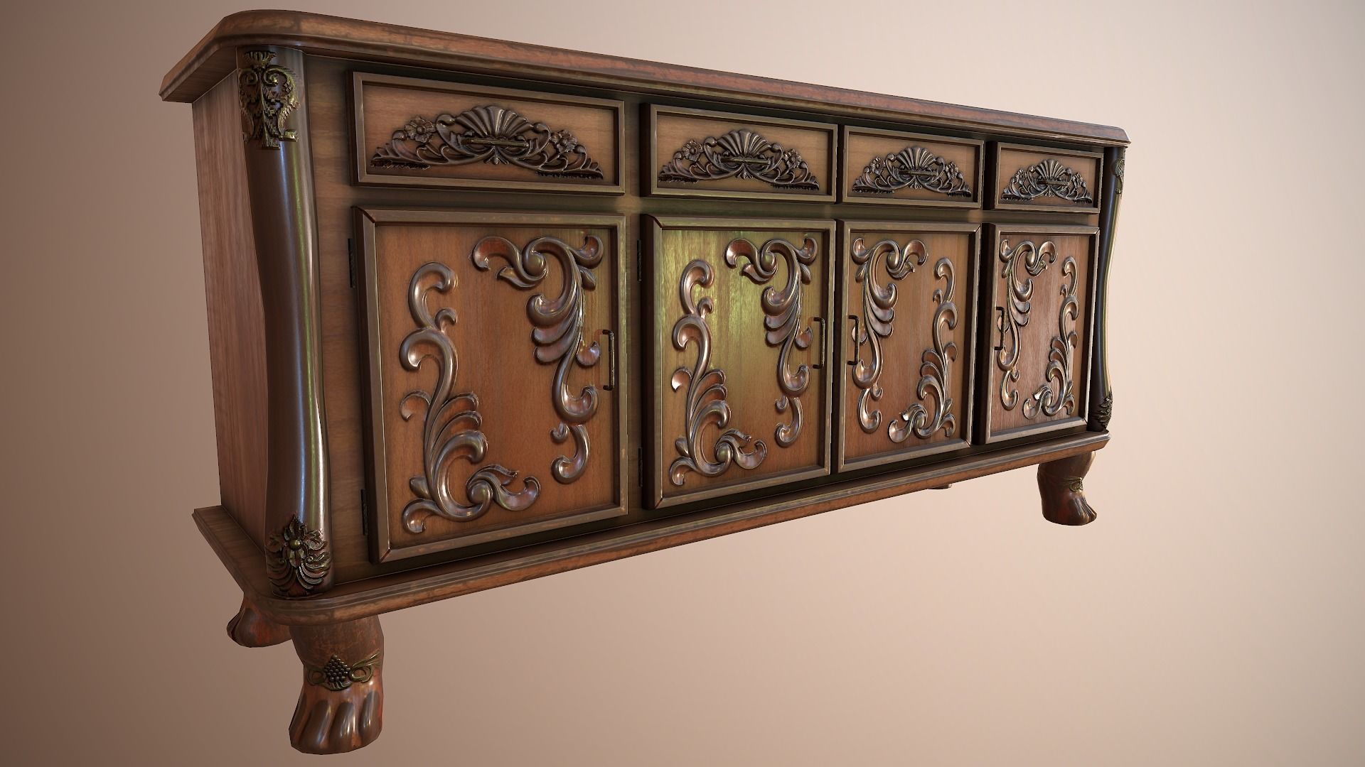 Luxurious Classical Cabinet Low-poly 3D model_1