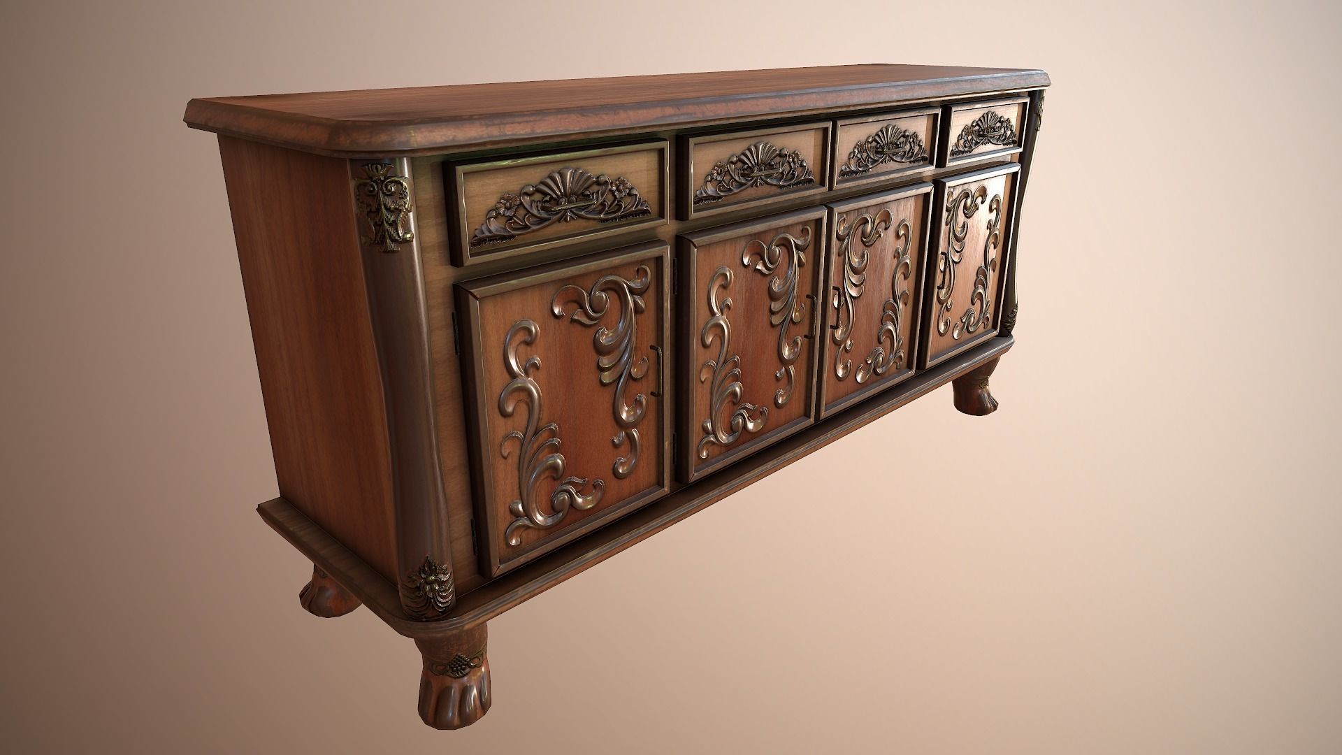 Luxurious Classical Cabinet Low-poly 3D model_3