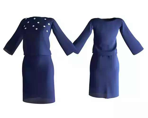 Stylish Designer Women Blouson dress 3D model  3D model