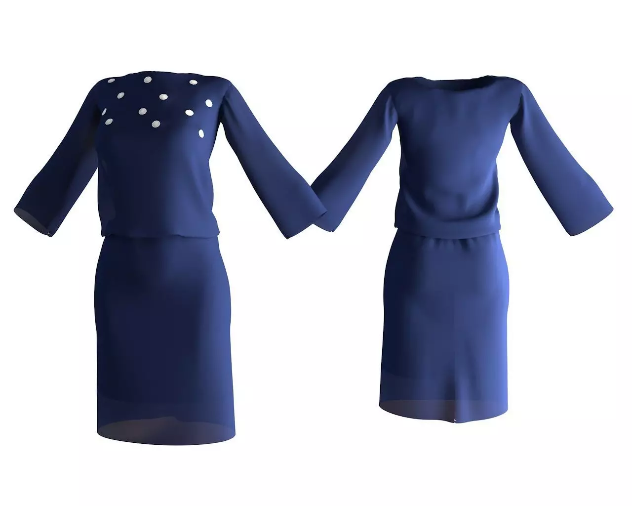 Stylish Designer Women Blouson dress 3D model  3D model_0