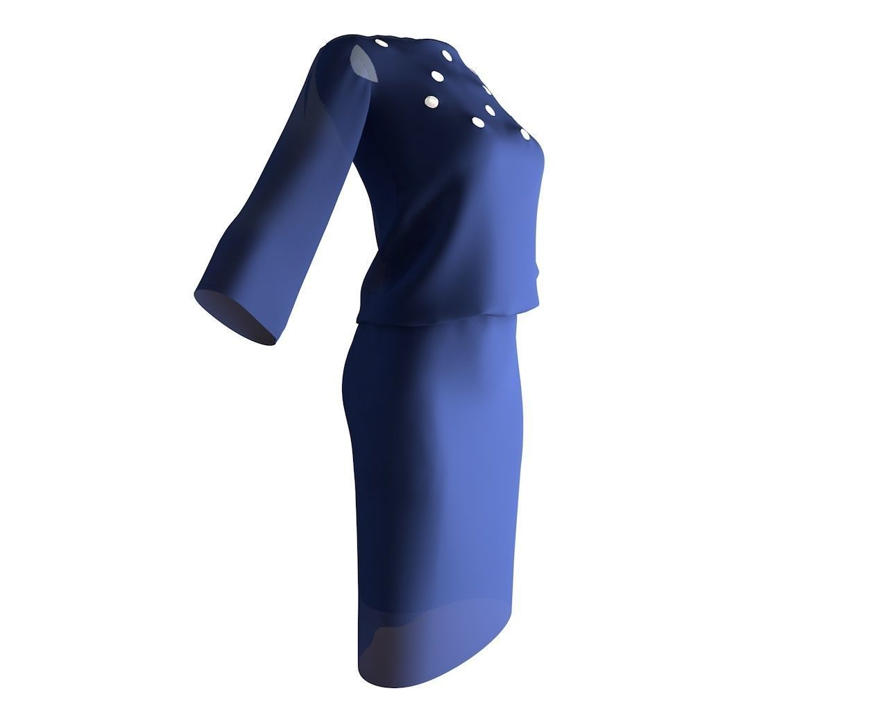Stylish Designer Women Blouson dress 3D model  3D model_5