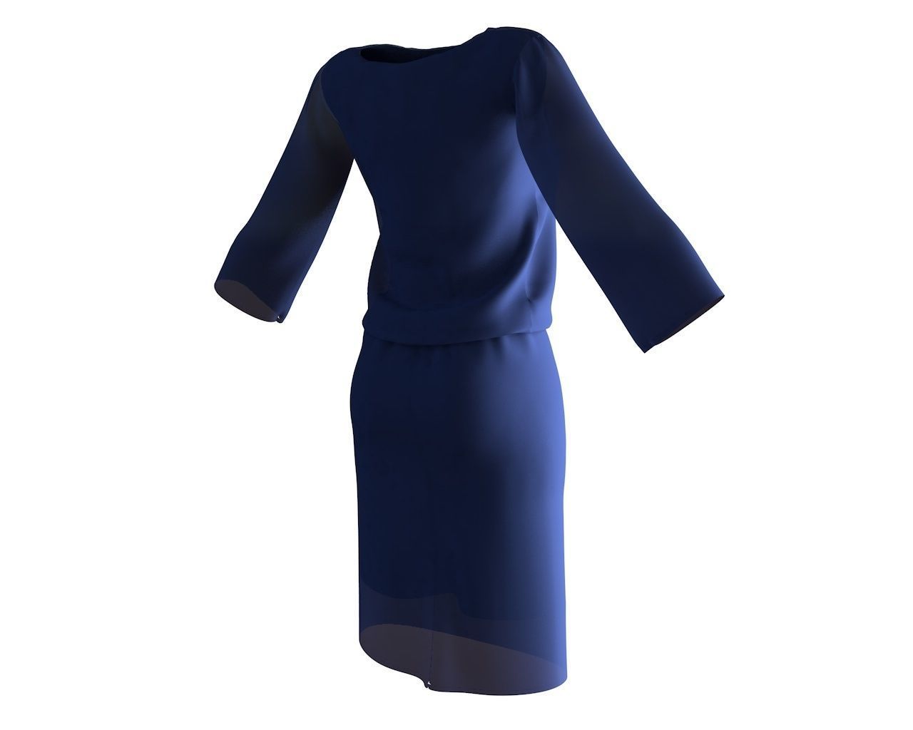 Stylish Designer Women Blouson dress 3D model  3D model_8